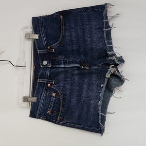 Levi's Blue 501s Cutoffs Button Fly High Rise Distressed Shorts, Size 27